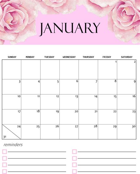 Best Cute January 2021 Calendar Floral Wallpaper For Desktop Laptop
