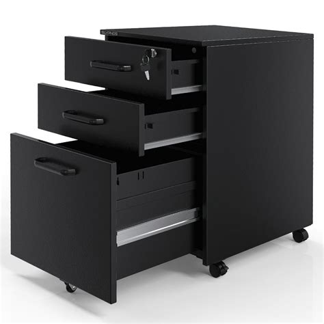 Mobile File Cabinet With 3 Drawers Lockable Filing Cabinet With