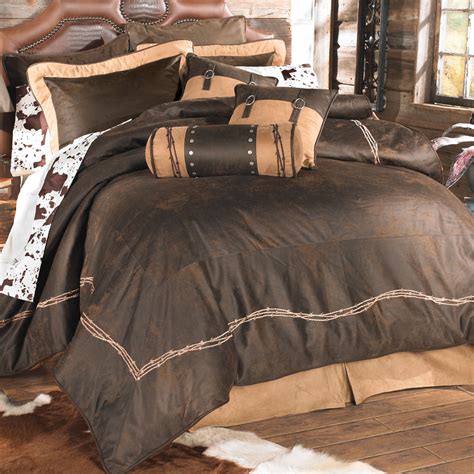 Western Bedding Queen Size Chocolate Barbed Wire Bed Setlone Star