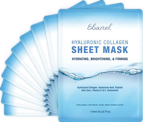 ebanel 10 pack collagen face mask instant brightening and hydrating face sheet mask with aloe