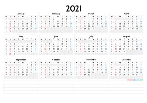 12 Month Calendar Printable 2021 6 Templates