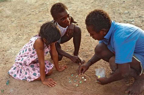 Playing Marbles Children Torres Strait Islands Australia Ozoutback