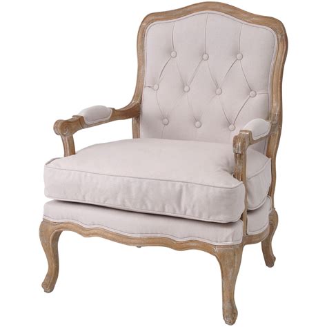 | skip to page navigation. Cream Linen Buttoned Back French Armchair | French ...