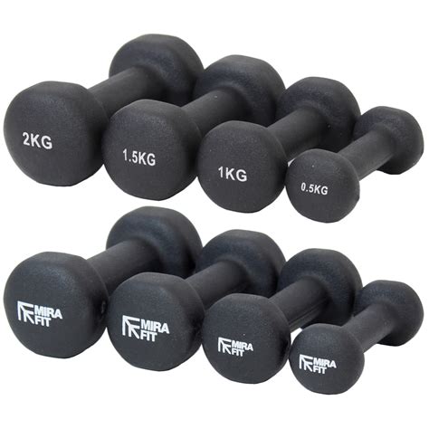 Same day delivery 7 days a week £3.95, or fast store collection. MIRAFIT 10kg Black Dumbbell Weight Set Ladies/Mens ...