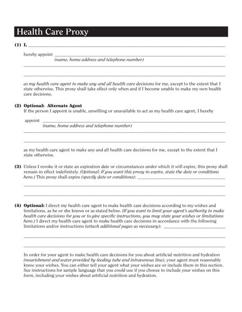 Free Printable Health Care Proxy