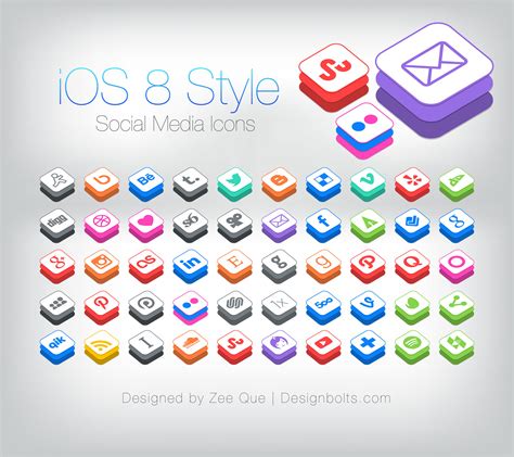 50 Free Ios 8 Style Social Media Icons 1024 Retina Ready Pngs