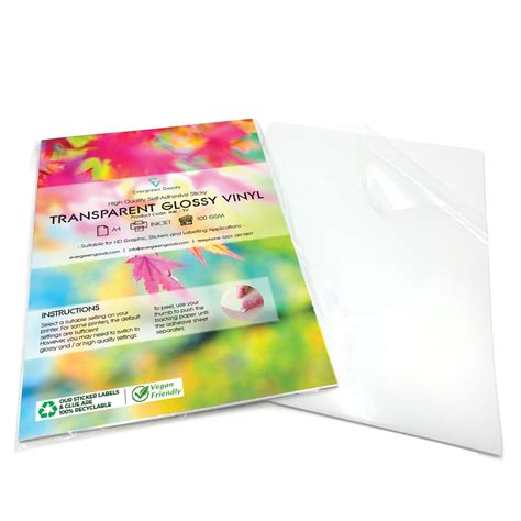 Buy Evergreen Goods 10 Sheets A4 Glossy Transparent Sticker Vinyl Label