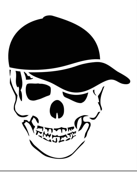 Skull With Baseball Cap Instant Download For Transfer Skull Stencil