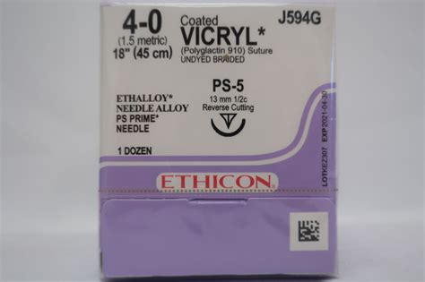 New Ethicon J594g Coated Vicryl Polyglactin 910 Suture Undyed Braided 4