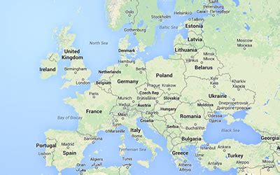 Nekim je državama teško odrediti pripadnost određenoj regiji zbog prijelaznog položaja. Karta Europe Sa Glavnim Gradovima