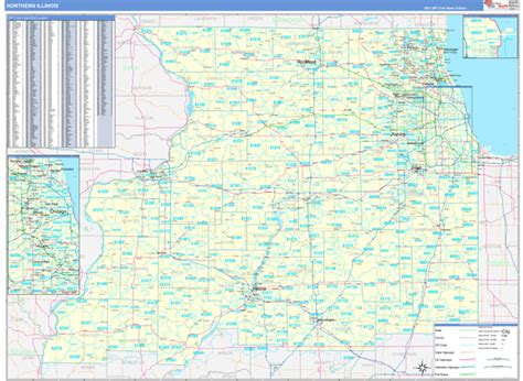 Illinois Northern Wall Map Basic Style By Marketmaps Mapsales