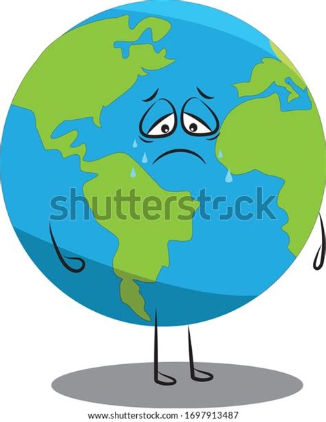 Globe Crying Planet Earth Sad Sick Stock Vector Royalty Free
