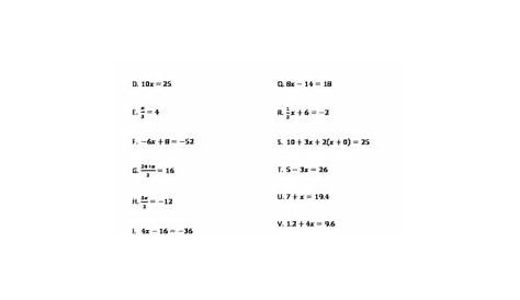 solving 1 and 2 step equations worksheets