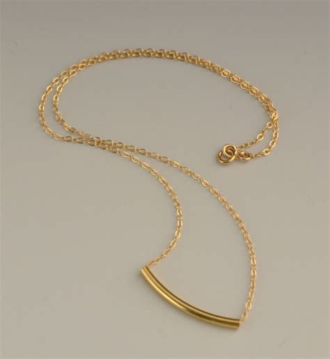 Curved Bar Necklace Gold Filled Necklace Gold Bar Necklace Etsy