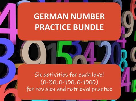 German Number Practice Bundle Teaching Resources