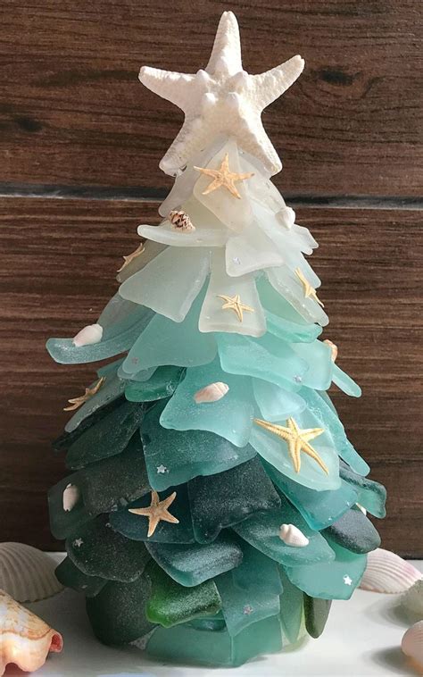 Seaglass Decorations For Christmas Mini Trees Ornaments Garlands And More Beach Glass Crafts