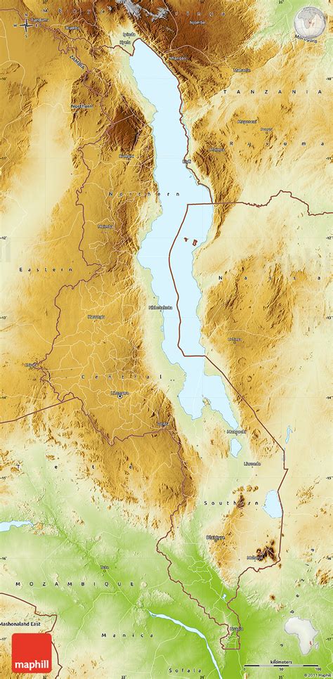 Physical Map Of Malawi