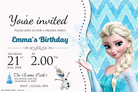 Free Frozen Birthday Invitation Templates Drevio