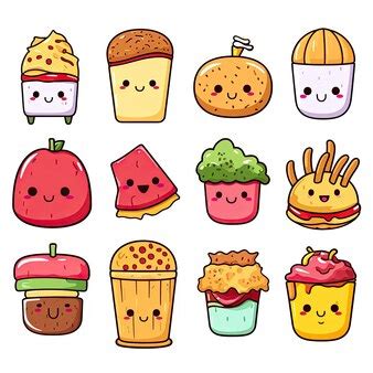 Kawaii Fast Food Clipart Set Graphic By Grow Up Design Creative