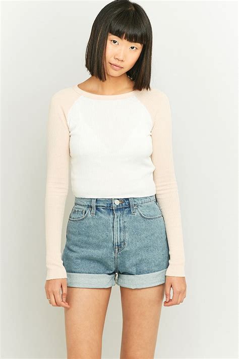 Bdg High Waisted Blue Denim Shorts Urban Outfitters Uk