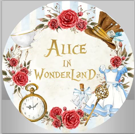 Sensfun Alice In Wonderland Circle Photo Backdrop Birthday Party