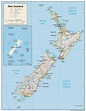 Large political and relief map of New Zealand with roads and cities ...