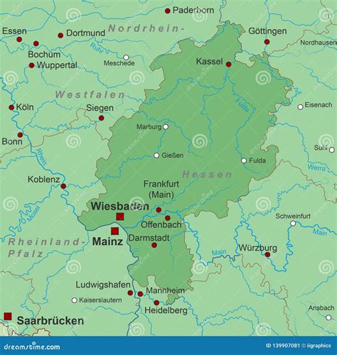 Germany Map Of Germany Hessen High Detailed Royalty Free Stock