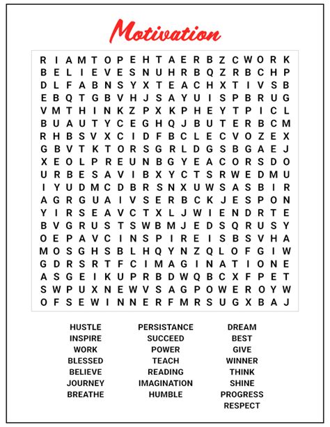 Motivation Themed Word Search Free Downloadable Puzzle Made By Edgar