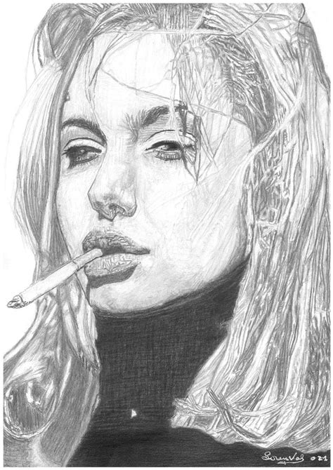 Angelina Jolie Portrait Drawing By Lorenzo Valenzuela Saatchi Art