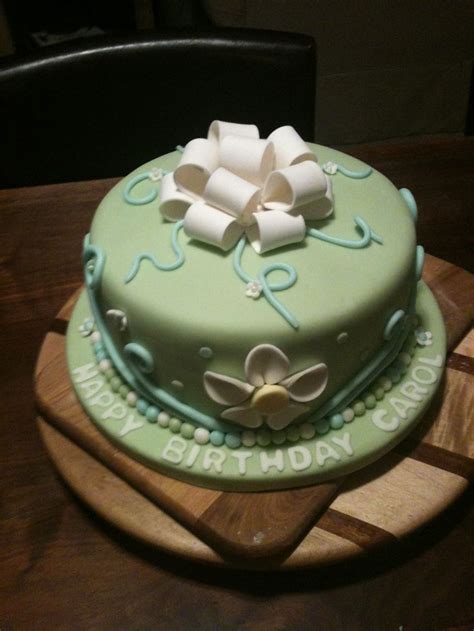 Green Fondant With Flowers Birthday Caje Desserts Cake Fondant