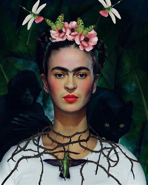 Frida Kahlo Self Portrait With Thorn Necklace And Hummingbird