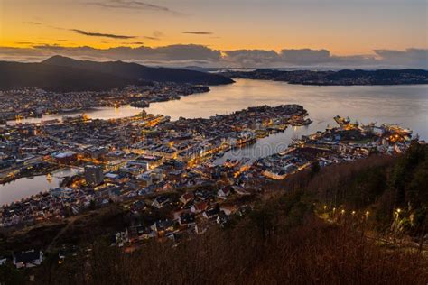 View Of Bergen From Mount Floyen Norway Bergen Stock Photo Image Of