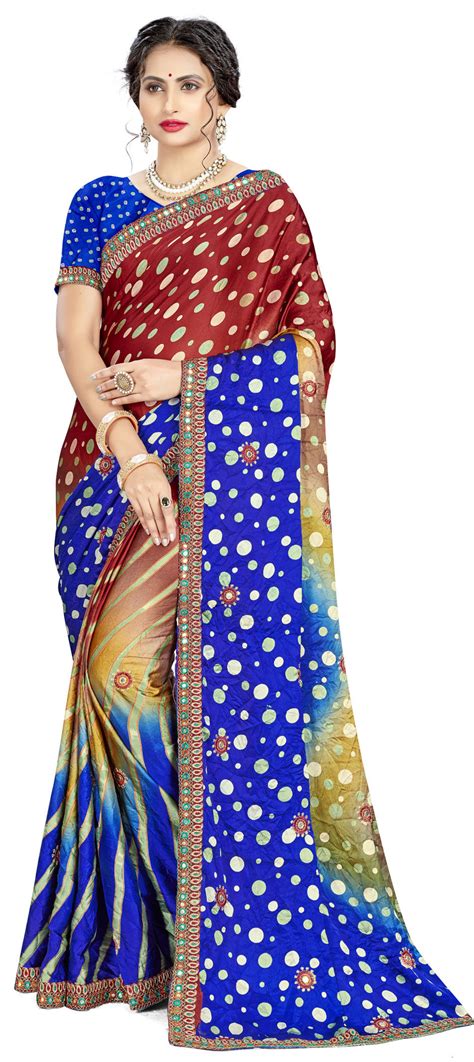 Traditional Multicolor Color Satin Silk Silk Fabric Saree 1687663