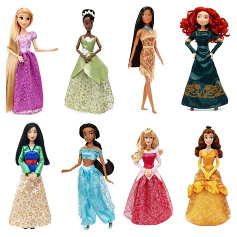 Disney Barbie Classic 8 Princess Dolls Pocahontas Merida Belle Aurora