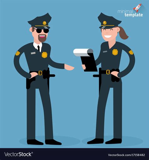 Flat Design Man And Woman Police Officers Vector Image