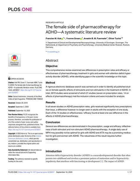 Pdf The Female Side Of Pharmacotherapy For Adhd A Systematic