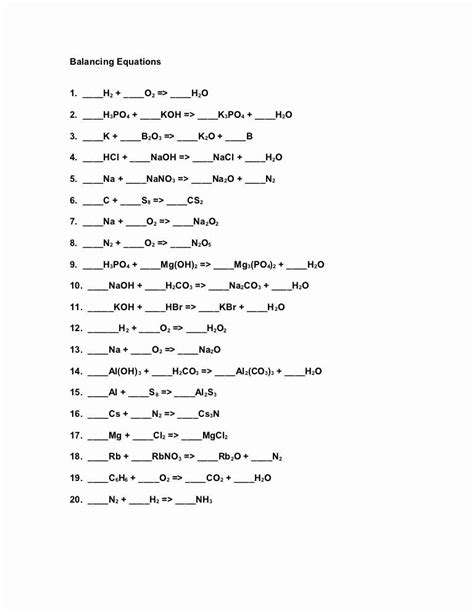 One common way to balance equations is with the help of a table that lets you see how many atoms are on each side. 49 Balancing Equations Practice Worksheet Answers in 2020 | Balancing equations, Chemical ...