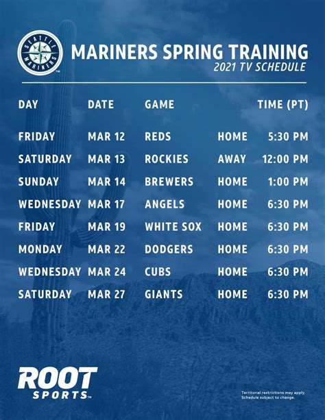 Seattle Mariners 2021 Printable Schedule