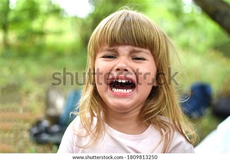 Little Baby Girl Crying Portrait Crying Stock Photo 1809813250