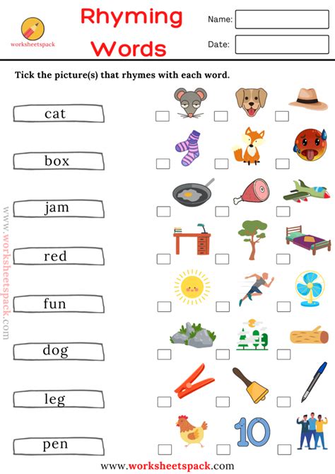 16 Free Rhyming Words Worksheets Pdf For Kids Englishpics