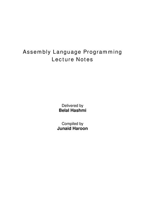 assembly language programming belal hashmi a s s e m b l y l a n g u a g e pr o g r a m m i n