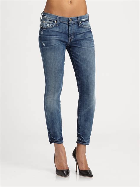 7 For All Mankind Gwenevere Crop Jeans In Blue Lyst