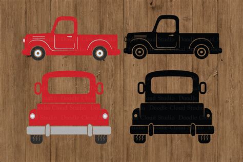 Truck Svg Cut Files Pickup Truck Clipart Red Truck Svg By Doodle