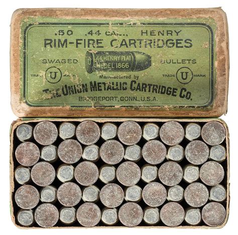 Vintage Box Of Union Metallic Cartridge Co 44 Henry Flat Rimfi