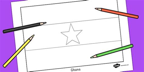 Ghana Flag Coloring Sheet Teacher Made Twinkl