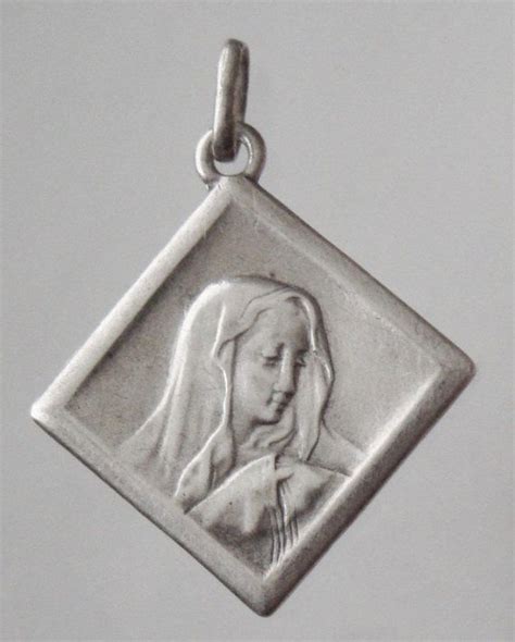 virgin mary vintage religious medal on 18 sterling etsy sterling etsy medals