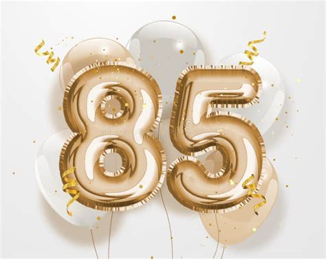 Happy 85th Birthday Gold Foil Balloon Greeting Background Stock Vector