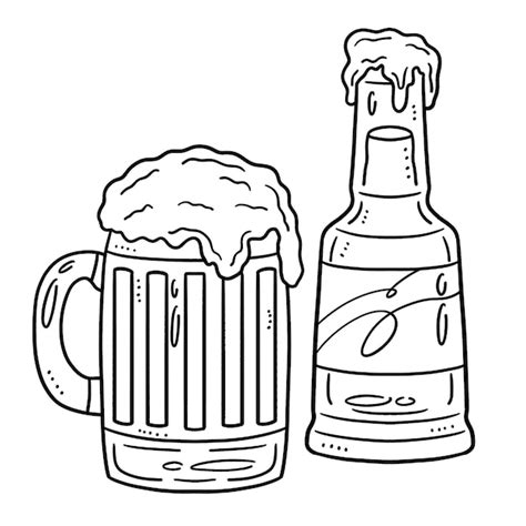 Premium Vector Beer Bottle And Mug Beer Isolated Coloring Page