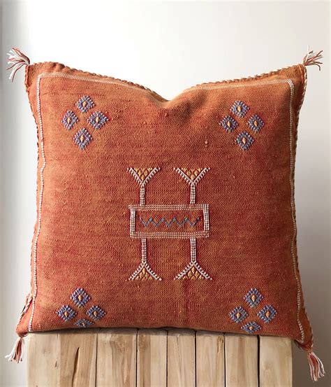 Moroccan Cactus Silk Pillows Burnt Orange Silk Cushions Pillows