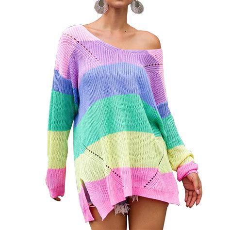 Buy Weepinlee Womens Loose Off The Shoulder Knitted Oversized Fall